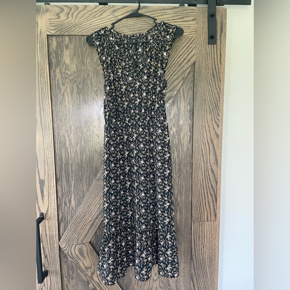 J. Crew Black Floral Midi Dress
